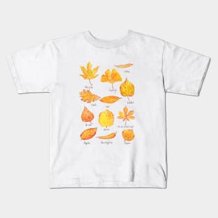 Yellow Autumn leaves collection watercolor Kids T-Shirt